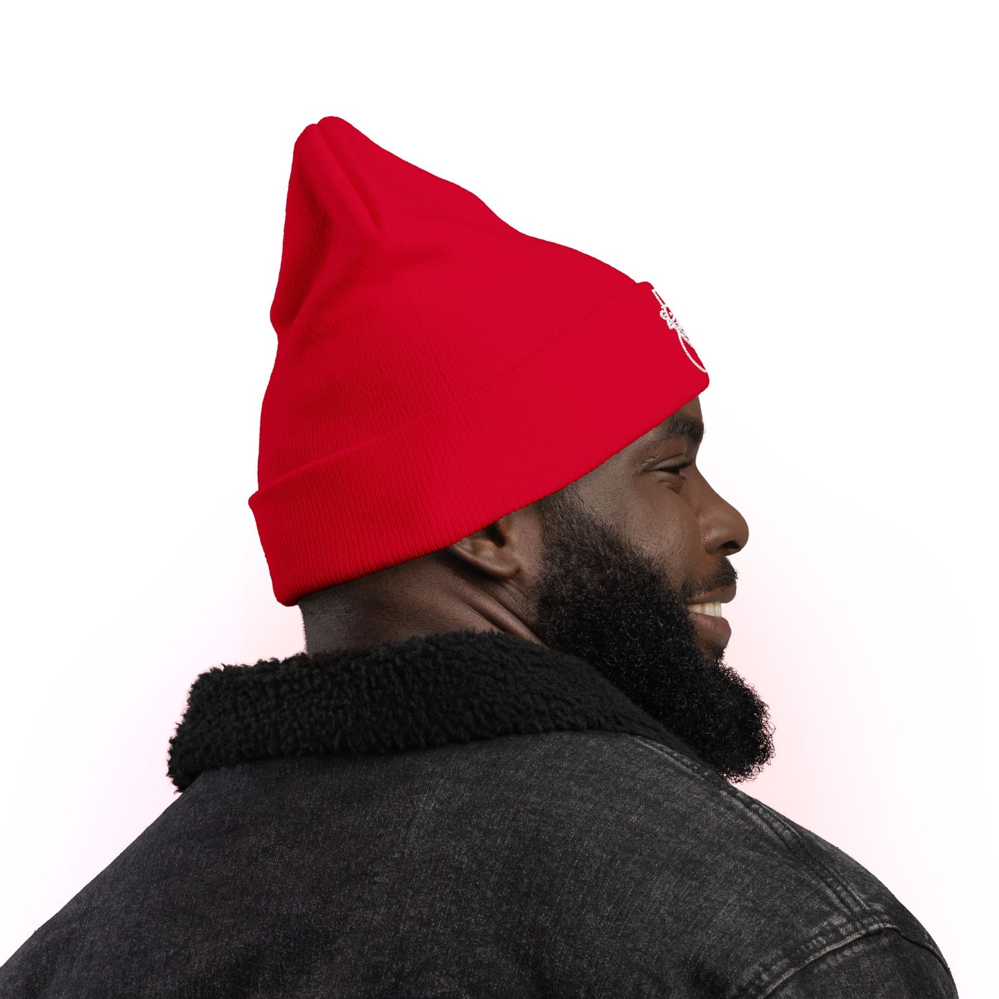 "Snowman" Knit Beanie (Embroidery)