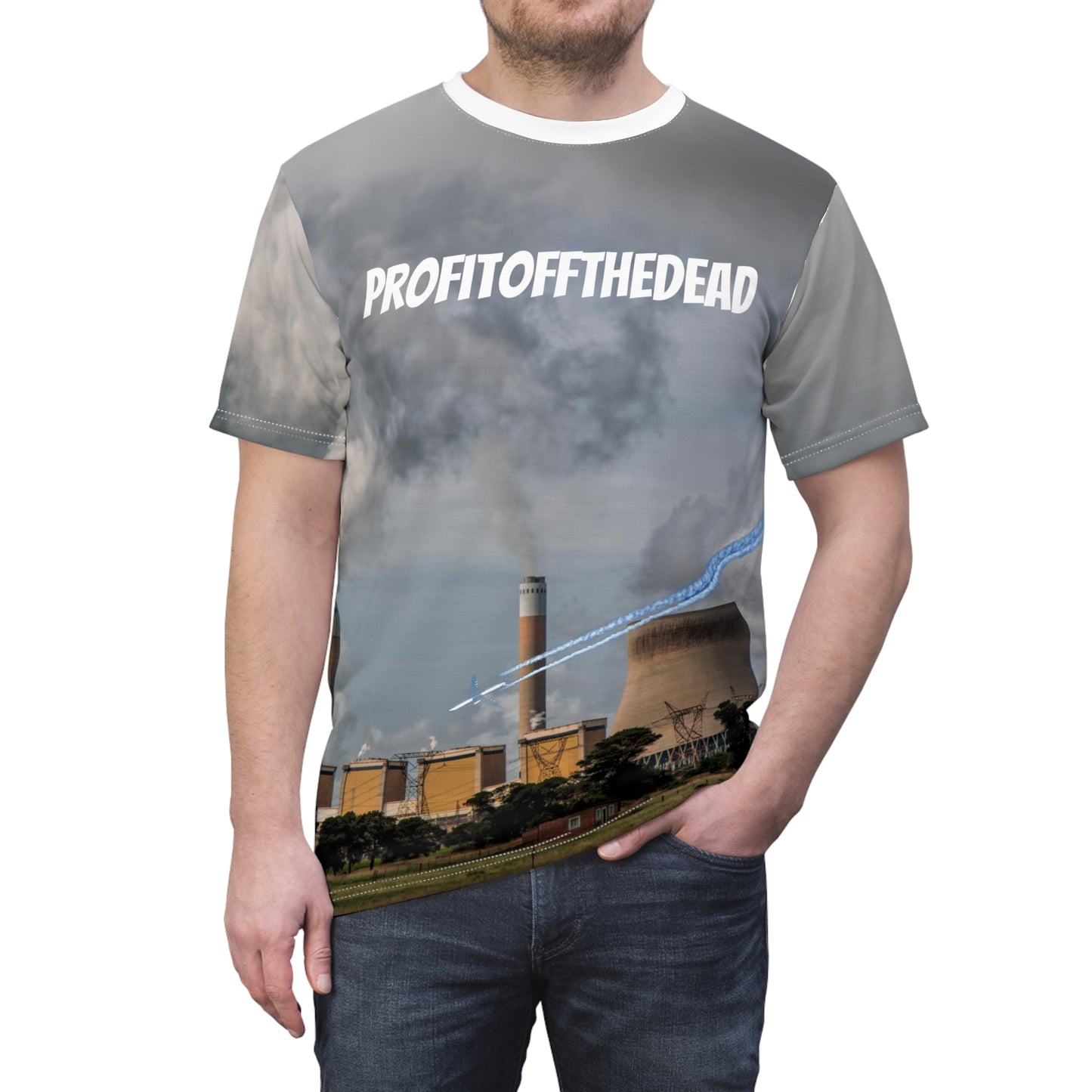 Gray "profitoffthedead Co." Cut & Sew Tee Shirt